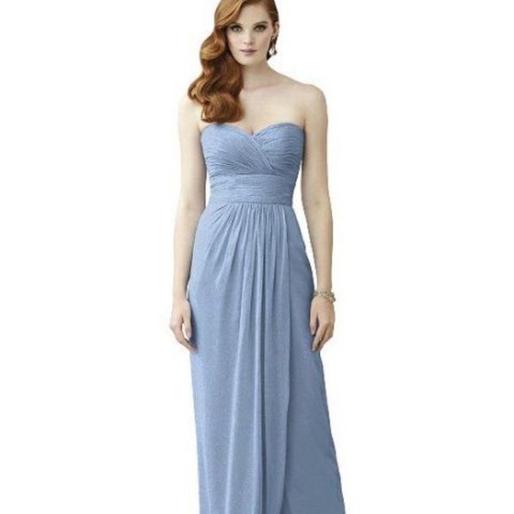 Dessy Lux Shimmer Chiffon Bridesmaid Dress Ruched - Picture 1 of 13